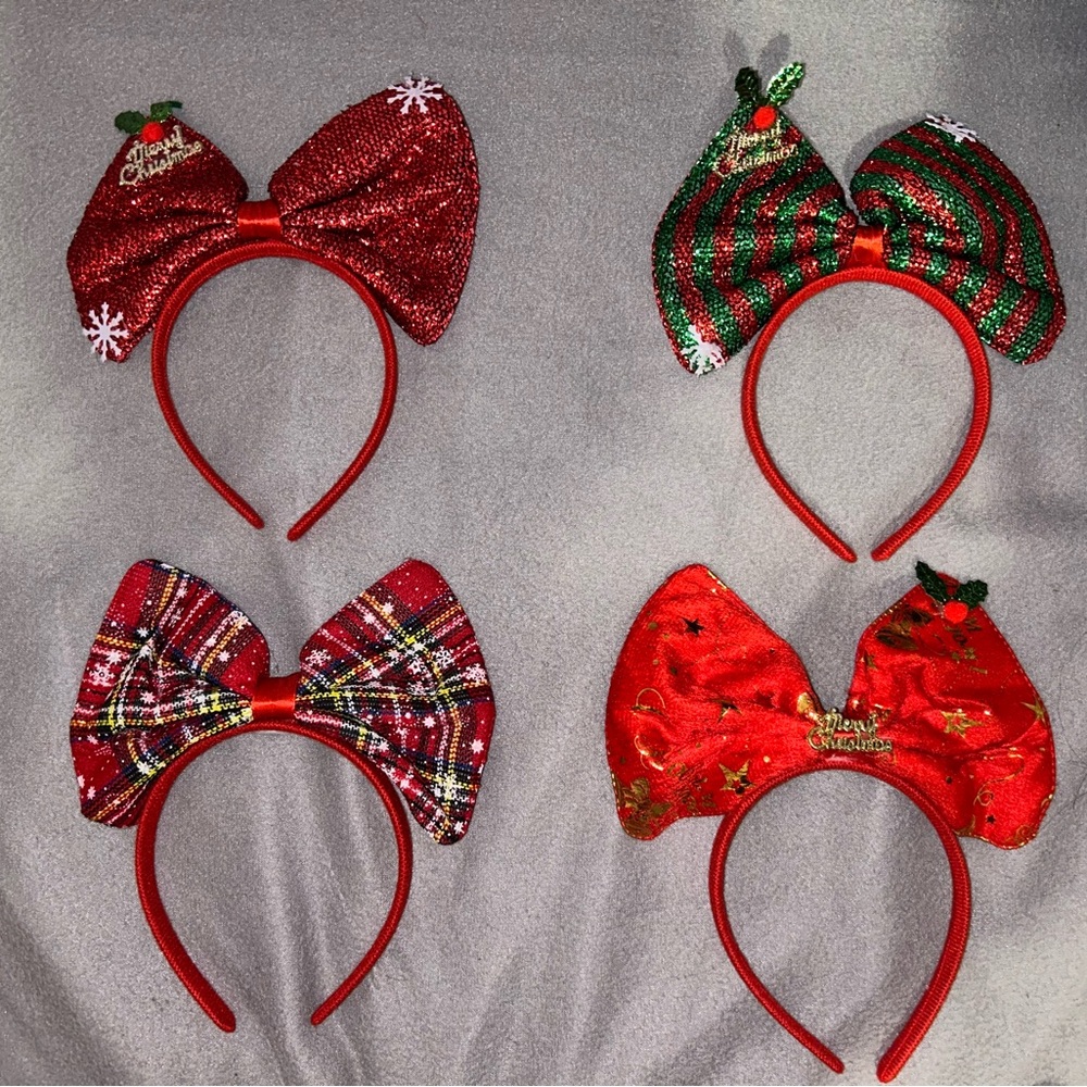 Light Up Festive Red and Green Headbands with Holiday Patterns